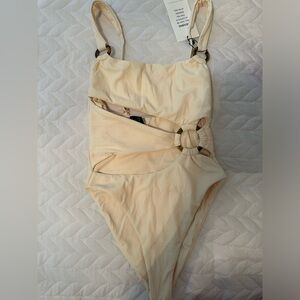 SAME la one suede style one piece with ring detail. New with tags